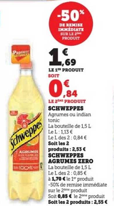 SCHWEPPES Agrumes ou Indian Tonic