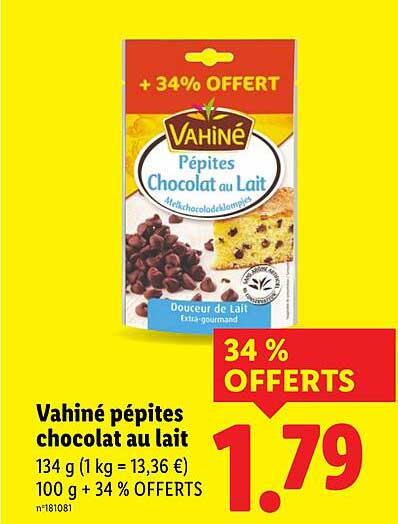 Vahiné pépites chocolat au lait