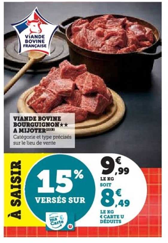 VIANDE BOVINE BOURGUIGNON★★★ À MIJOTER (1kg)