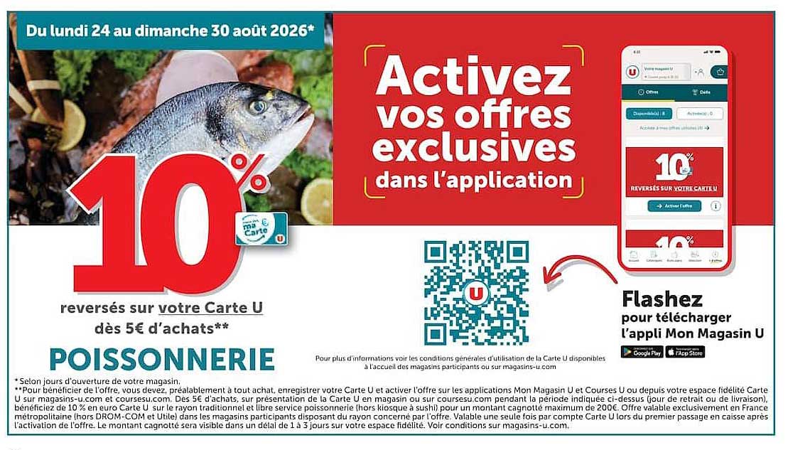 10% reversés sur votre Carte U dès 5€ d’achats**