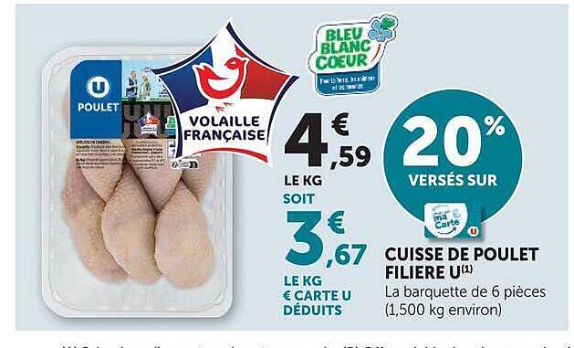 20% VERSÉS SUR CUISSE DE POULET FILIERE U(L)