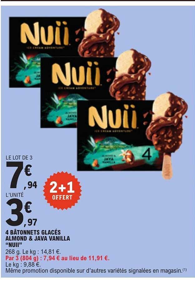 4 bâtonnets glacés Almond & Java Vanilla “Nuii”