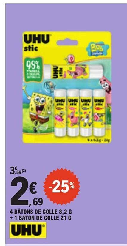 4 BÂTONS DE COLLE 8,2 G + 1 BÂTON DE COLLE 21 G