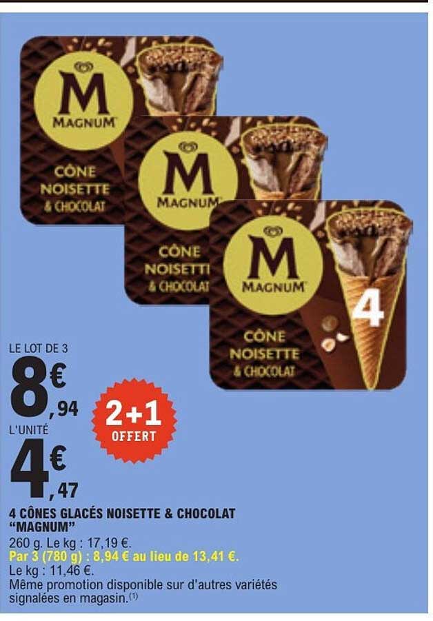 4 CÔNES GLACÉS NOISETTE & CHOCOLAT “MAGNUM”