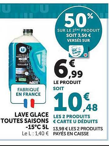 50% SUR LE 2ÈME PRODUIT SOIT 3,50 € VERSÉS SUR carte U
