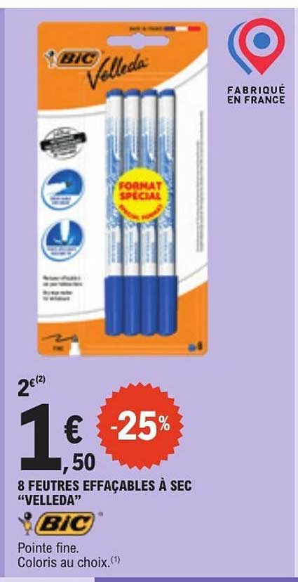 8 FEUTRES EFFAÇABLES À SEC “VELLEDA”