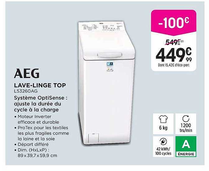 AEG LAVE-LINGE TOP L53260AG