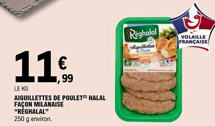AIGUILLETTES DE POULET(2) HALAL FACON MILANAISE "RÉGHALAL"