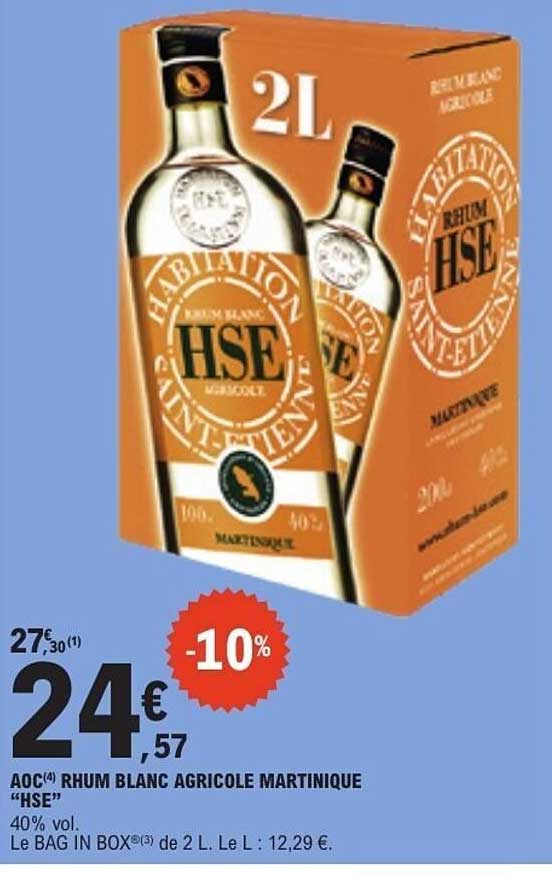 AOC RHUM BLANC AGRICOLE MARTINIQUE “HSE”