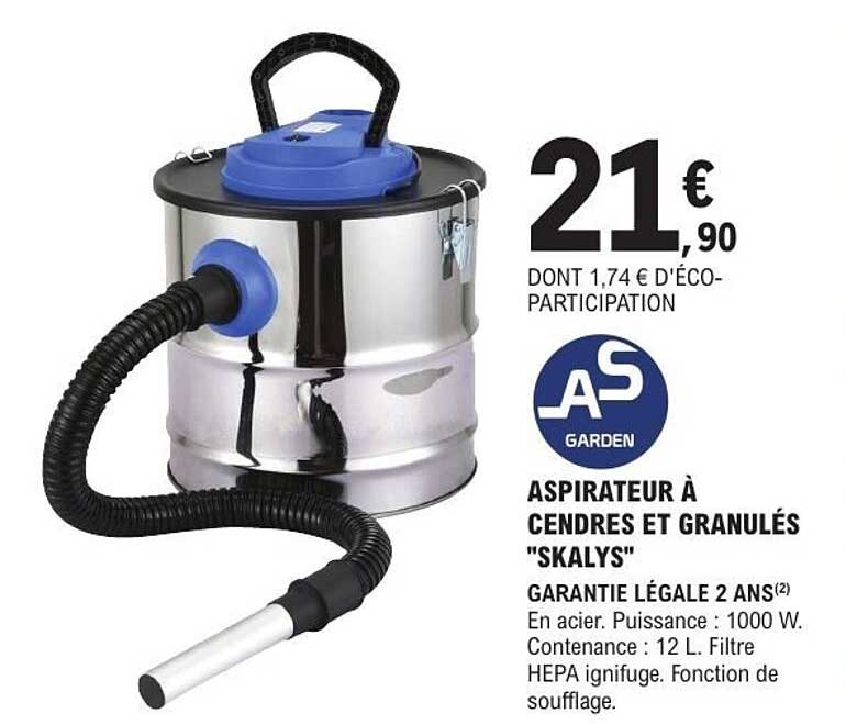 ASPIRATEUR À CENDRES ET GRANULÉS "SKALYS"