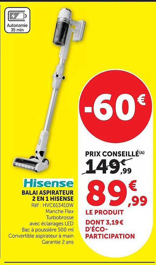 BALAi ASPIRATEUR 2 EN 1 HISENSE
