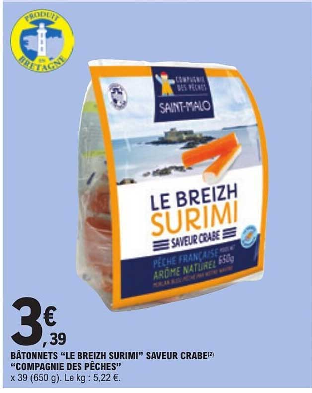 BÂTONNETS “LE BREIZH SURIMI” SAVEUR CRABE “COMPAGNIE DES PÊCHES”