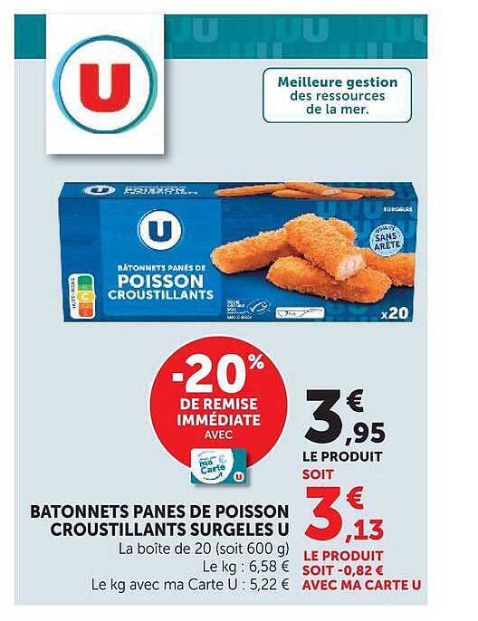 BATONNETS PANES DE POISSON CROUSTILLANTS SURGELES U