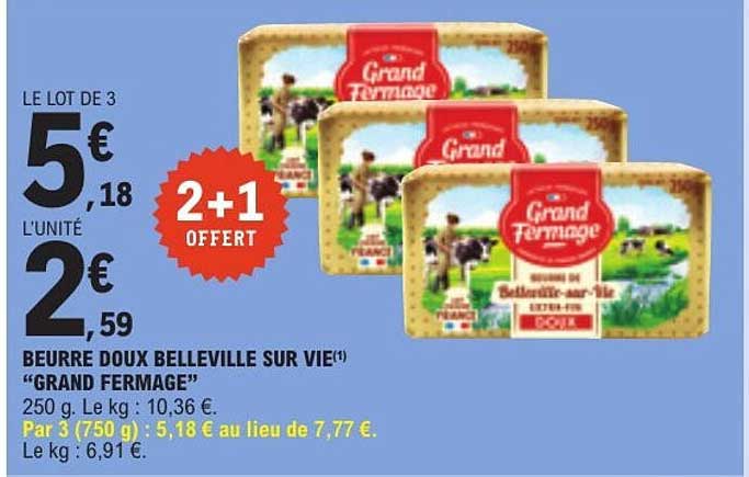 BEURRE DOUX BELLEVILLE SUR VIE "GRAND FERMAGE"