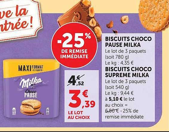BISCUITS CHOCO PAUSE MILKA