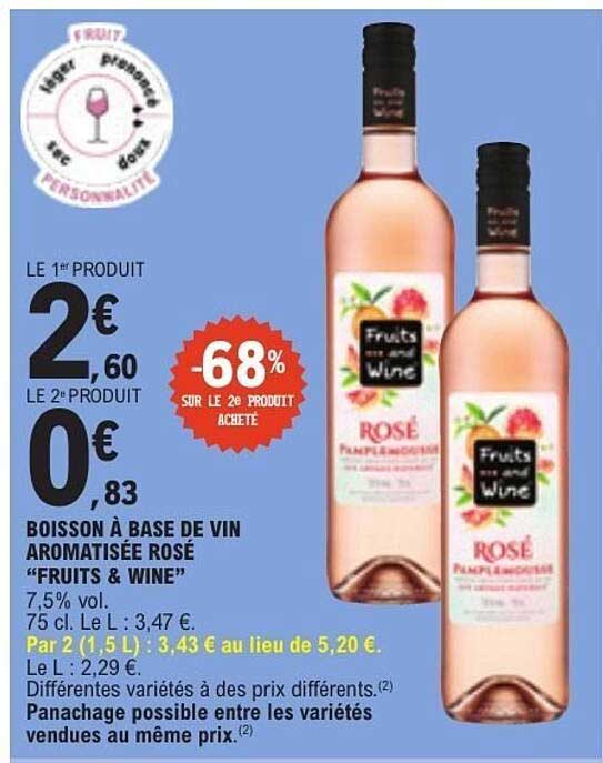 BOISSON À BASE DE VIN AROMATISÉE ROSÉ “FRUITS & WINE”