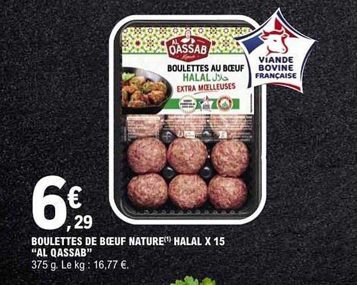 BOULETTES DE BŒUF NATURE HALAL x 15 “AL QASSAB”