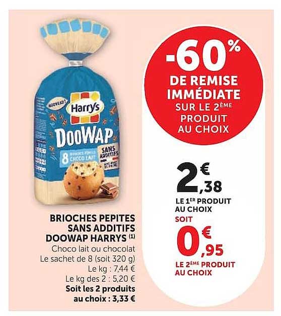 BRIOCHES PEPITES SANS ADDITIFS DOOWAP HARRYS
