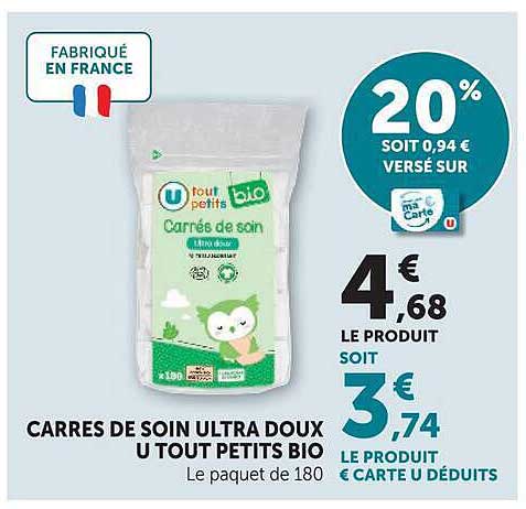 CARRES DE SOIN ULTRA DOUX U TOUT PETITS BIO