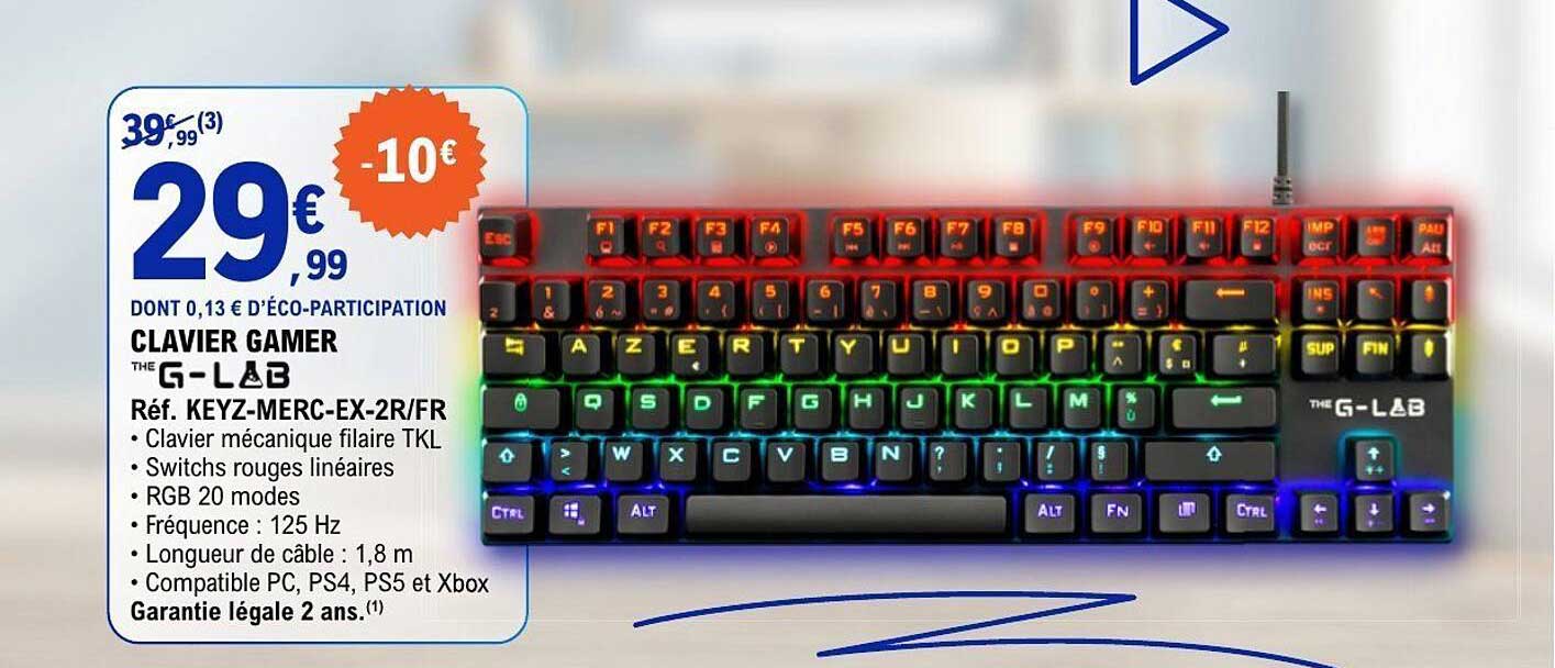 CLAVIER GAMER THE G-LAB Réf. KEYZ-MERC-EX-2R/FR