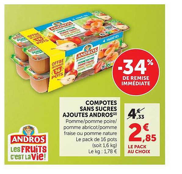 COMPOTES SANS SUCRES AJOUTES ANDROS