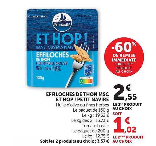 EFFILOCHES DE THON MSC ET HOP ! PETIT NAVIRE