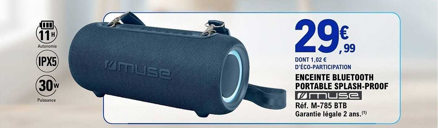 ENCEINTE BLUETOOTH PORTABLE SPLASH-PROOF MUSE Réf. M-785 BTB