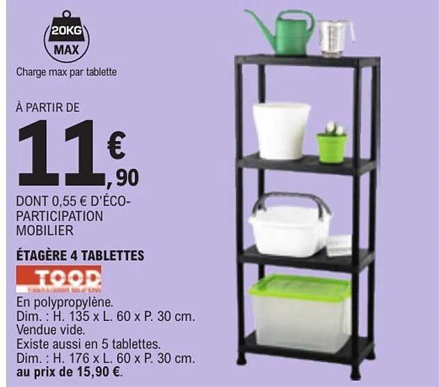 ÉTAGÈRE 4 TABLETTES