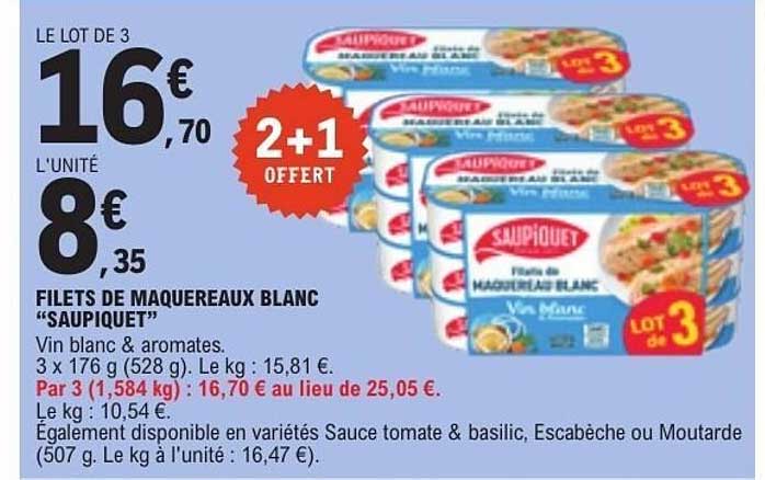 FILETS DE MAQUEREAUX BLANC "SAUPIQUET"