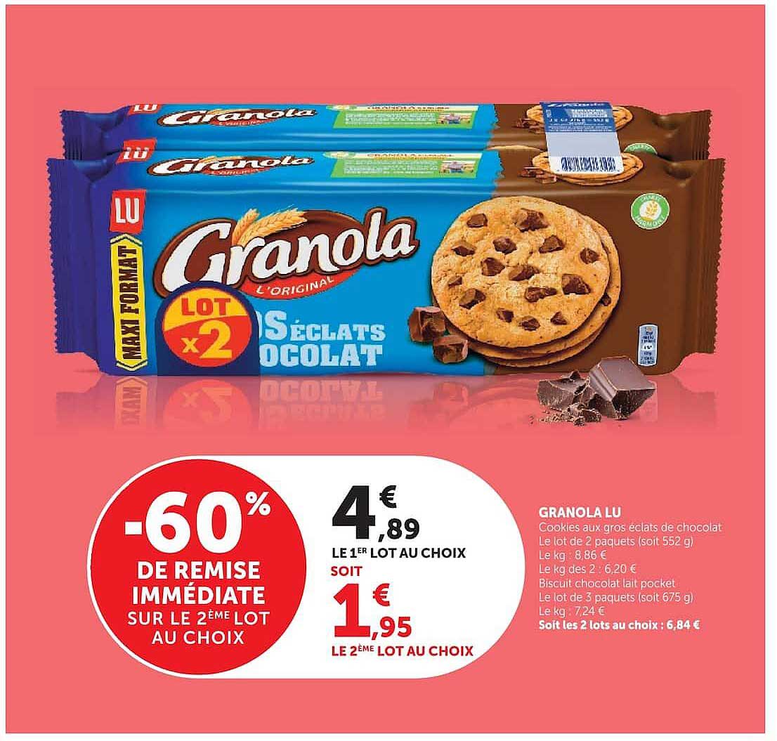 GRANOLA LU Cookies aux gros éclats de chocolat