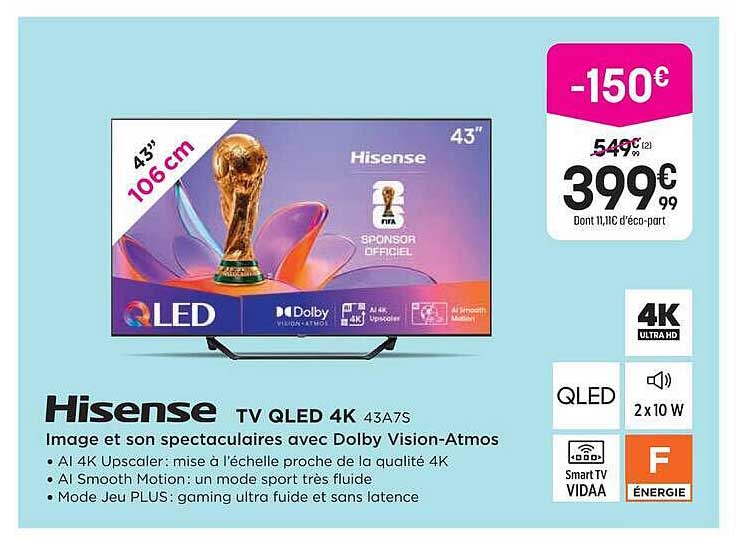 Hisense TV QLED 4K 43A7S
