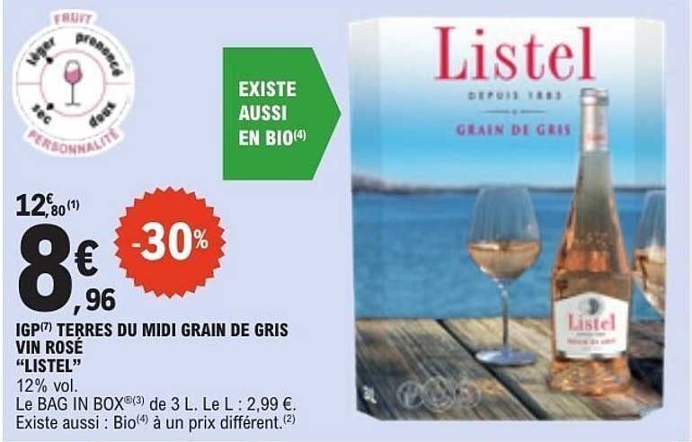 IGP TERRES DU MIDI GRAIN DE GRIST VIN ROSÉ “LISTEL”