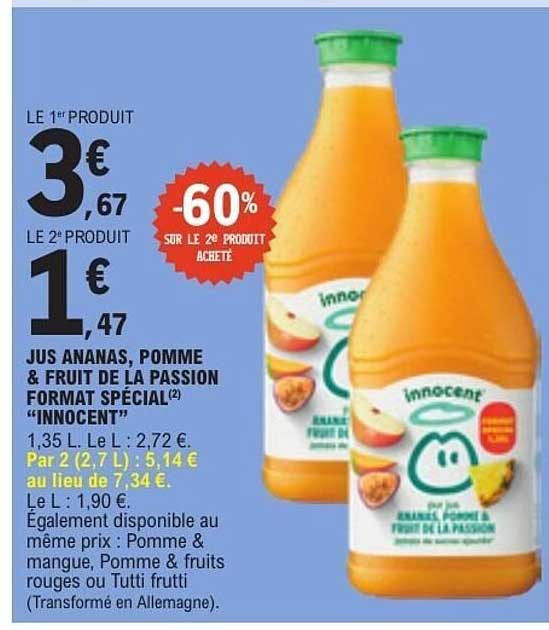 Jus ananas, pomme & fruit de la passion format spécial "Innocent"