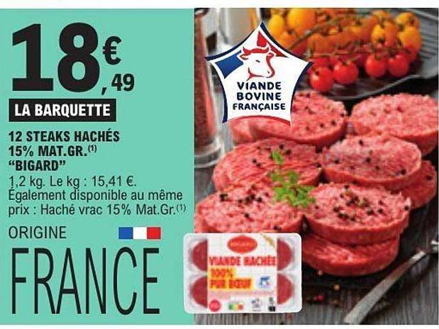 LA BARQUETTE 12 STEAKS HACHÉS 15% MAT.GR.(1) “BIGARD”