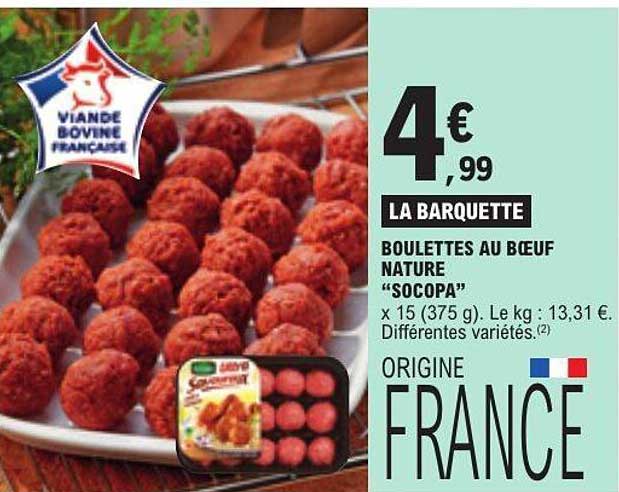 LA BARQUETTE BOULETTES AU BŒUF NATURE "SOCOPA"
