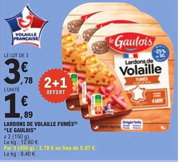 LARDONS DE VOLAILLE FUMÉS “LE GAULOIS”