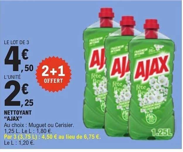 LE LOT DE 3 2+1 OFFERT NETTOYANT “AJAX”