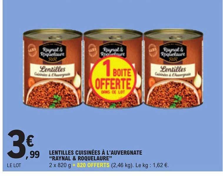 LENTILLES CUISINÉES À L'AUVERGNATE "RAYNAL & ROQUELAURE"