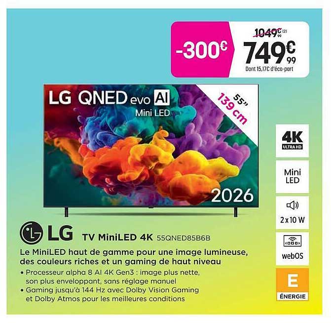 LG TV MiniLED 4K 55QNED85B6B