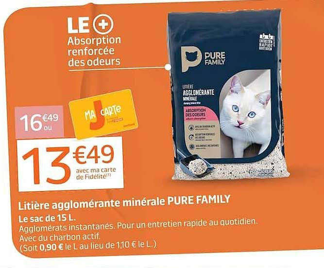 Litière agglomérante minérale PURE FAMILY