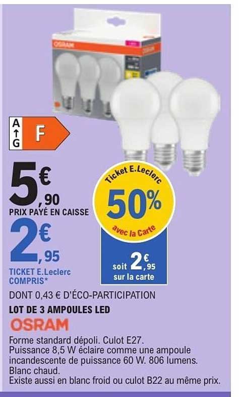 LOT DE 3 AMPOULES LED OSRAM