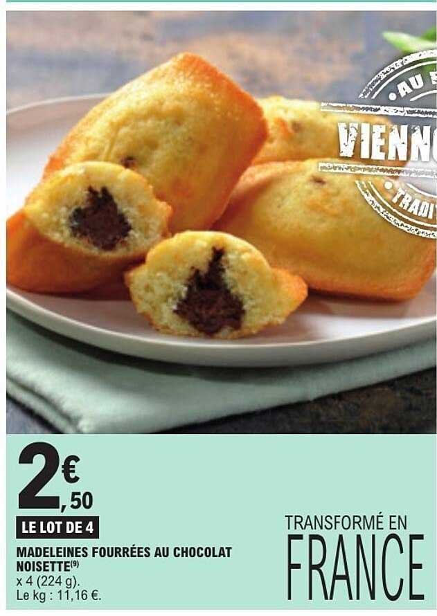 MADELEINES FOURRÉES AU CHOCOLAT NOISETTE