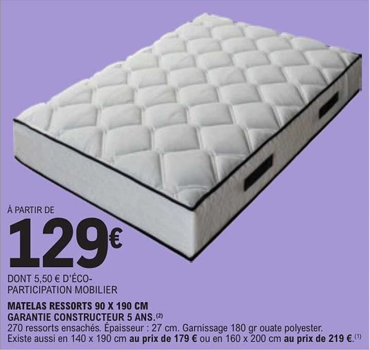 MATELAS RESSORTS 90 X 190 CM