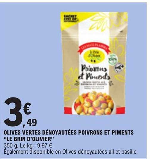 OLIVES VERTES DÉNOYAUTÉES POIVRONS ET PIMENTS “LE BRIN D'OLIVIER”