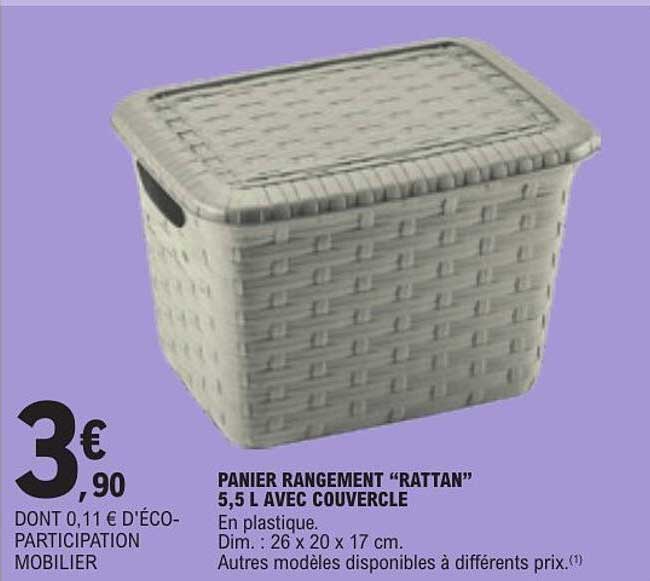 PANIER RANGEMENT “RATTAN” 5,5 L AVEC COUVERCLE