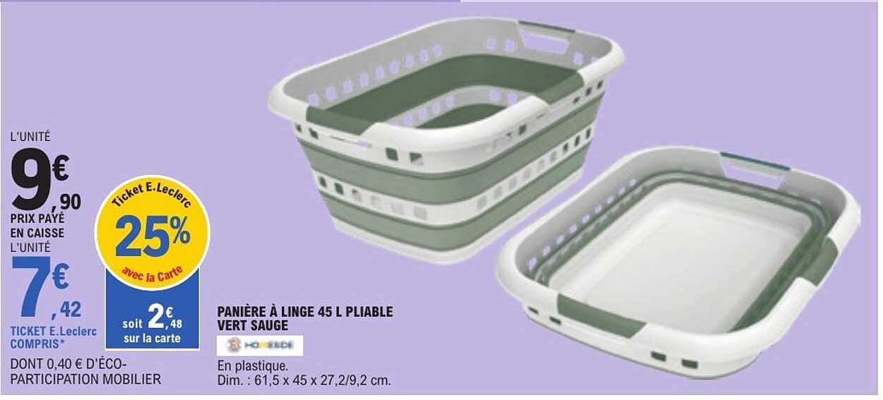 PANIÈRE À LINGE 45 L PLIABLE VERT SAUGE