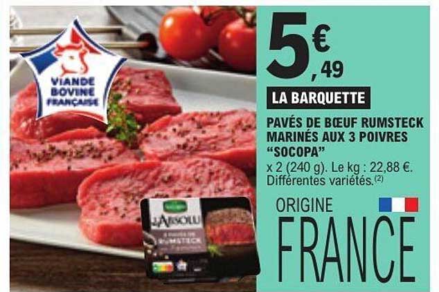 PAVÉS DE BŒUF RUMSTECK MARINÉS AUX 3 POIVRES “SOCOPA”