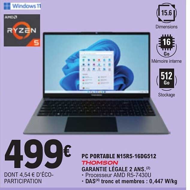PC PORTABLE N15R5-16DG512 THOMSON