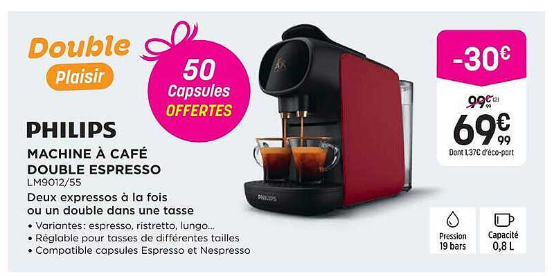PHILIPS MACHINE À CAFÉ DOUBLE EXPRESSO LM9012/55