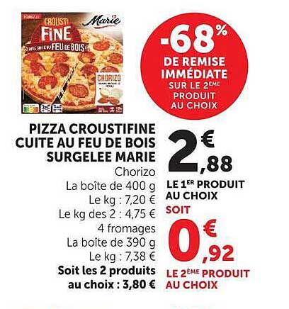 PIZZA CROUSTIFINE CUITE AU FEU DE BOIS SURGELÉE MARIE